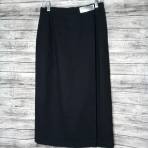 Vintage Amanda Smith Petites Black Wool Pencil Skirt 100% Wool NOS Sz 8